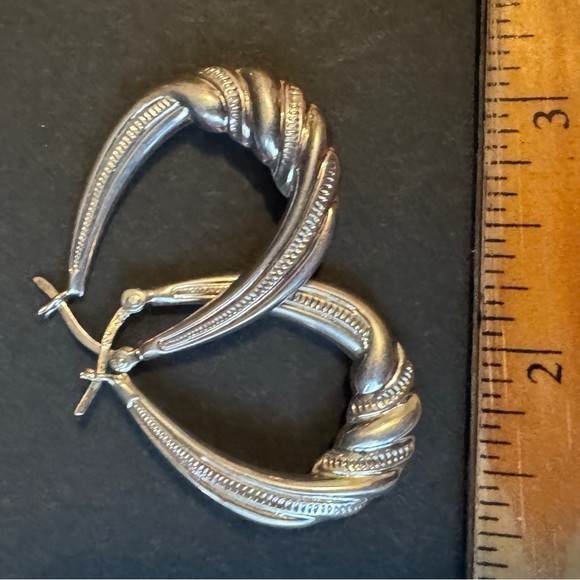 Elegant Sterling Silver Hoop Earrings - Picture 2 of 3